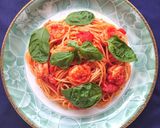 えびとホールトマトのバジルが香るパスタ作り方6写真