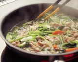 壬生菜と豚肉のあんかけ焼きそば作り方3写真