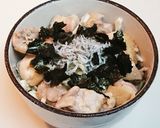鶏ガーリック焼きとしらすの明太子和え丼作り方6写真