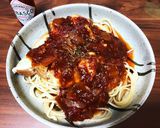 鶏むね肉とチーズ入りトマトソースパスタ作り方6写真