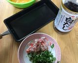 三つ葉とカニカマの卵焼き作り方1写真