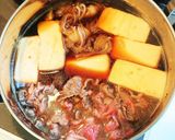 長ねぎ白滝牛バラ薄切り肉で 肉豆腐作り方3写真
