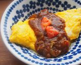 トマトねぎオムレツ♪ビーフシチューかけ♪作り方5写真