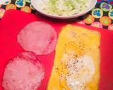 寝ぼけ眼の朝ごはん★ハムタマパーン作り方1写真