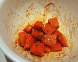 レンジで2分半！かぼちゃの甘辛ごま和え作り方3写真