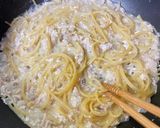 ツナと玉ねぎのワンパンカルボナーラ作り方8写真