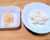 業スーのポテサラ&新生姜のカニカマ添え作り方1写真