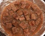 成型肉にバラ肉巻いた、サイコロステーキ作り方12写真