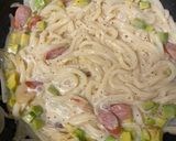 アボカド豆乳カルボナーラうどん作り方5写真