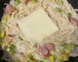 アボカド豆乳カルボナーラうどん作り方6写真