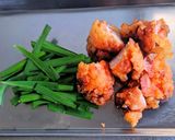 鶏の唐揚げ もやしニラ玉 & 丼作り方2写真