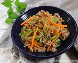 レンジで簡単！ひき肉と野菜の春雨炒め作り方4写真