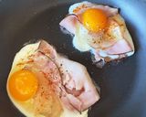 朝食にハムエッグ＆チーズトースト作り方2写真