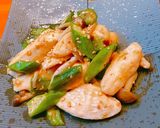 柔らか〜♡鶏胸肉とオクラの柚子胡椒炒め作り方6写真
