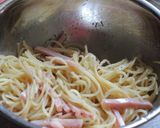 桃とハムのあるものでパスタ作り方3写真