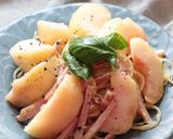 桃とハムのあるものでパスタ作り方4写真