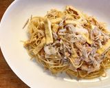 九条ねぎたっぷり釜揚げしらすたらこパスタ作り方3写真