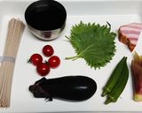 オクラと焼きナスサラダ蕎麦作り方1写真