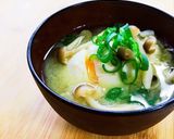 レンジ で☆落とし卵ときのこのお味噌汁作り方4写真