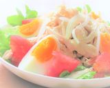 鶏むね肉と半熟卵とトマトとレタスのサラダ作り方4写真