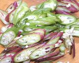 ２分で簡単火いらず、オクラにぽん酢梅がけ作り方1写真