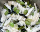簡単☆長芋とワカメ・枝豆の酢の物作り方3写真