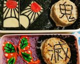 鬼滅の刃、カナヲの蝶の髪飾りキャラ弁。作り方1写真