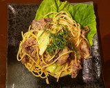 大葉と牛肉と野菜の和風柚子胡椒醤油パスタ作り方5写真