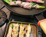 アスパラとつるむらさき豚巻き揚げナス添え作り方3写真