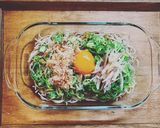 九条ねぎたっぷりめかぶオクラ納豆蕎麦作り方4写真