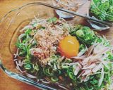 九条ねぎたっぷりめかぶオクラ納豆蕎麦作り方5写真