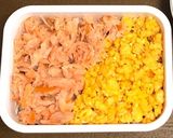 自分弁当・2色丼作り方1写真