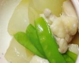 リカちゃん♡冬瓜と鶏肉 絹さやの煮物作り方16写真