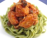 秋鮭としめじ♪魅惑の中華チリソースパスタ作り方6写真