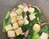 小松菜と粗挽きウインナーの塩豆腐炒め作り方3写真