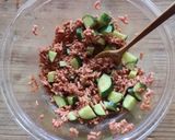 mレンジで♪きゅうりとひき肉のスタミナ丼作り方2写真
