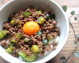 mレンジで♪きゅうりとひき肉のスタミナ丼作り方3写真