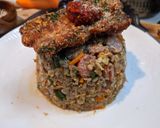 芸術的なチャーハントンカツのせ作り方9写真