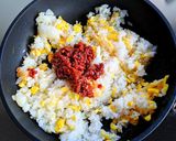 中華肉味噌そぼろと水菜のチャーハン作り方6写真