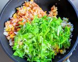 中華肉味噌そぼろと水菜のチャーハン作り方7写真