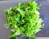 中華肉味噌そぼろと水菜のチャーハン作り方1写真