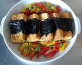 簡単！豆腐の磯辺焼き　パプリカ添え作り方4写真