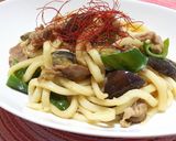 なすとピーマンの甘味噌 焼きうどん作り方5写真