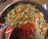 鶏ひき肉とキノコのミートソースパスタ作り方3写真