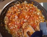 鶏ひき肉とキノコのミートソースパスタ作り方4写真