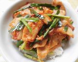 豚にらキムチにんにく丼♪作り方3写真