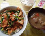 豚にらキムチにんにく丼♪作り方4写真