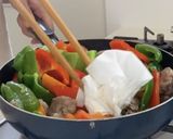 簡単♪豚こまと夏野菜の黒酢あん作り方6写真