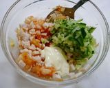 簡単まぜるだけ！胡瓜とチキンのカクテキ丼作り方2写真