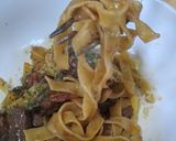 トマトパプリカ牛肉マッシュルームパスタ作り方9写真